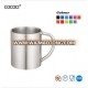 Stainless steel coffee mug with metal handle