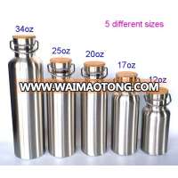 Hot selling stainless steel vacuum bottles with bamboo lid