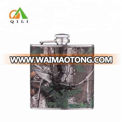 6oz heat tranfer printing hip flask leather stainless steel wine pot