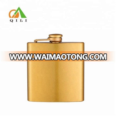 Hot sale luxury high quality glisten 6oz whiskey customized gold hip flask