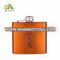 wholesale 5oz/6oz plated copper embossed and silk screen stainless steel hip flask