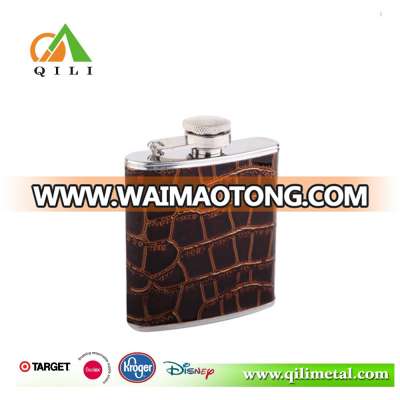 3oz promotional wholesale leather business special hip flask