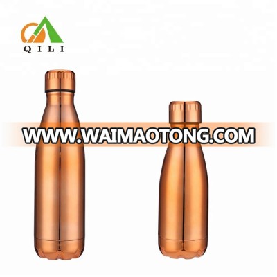 Electroplating 260/500ml double wall copper vacuum flask insulated stainless steel cola shaped water bottle