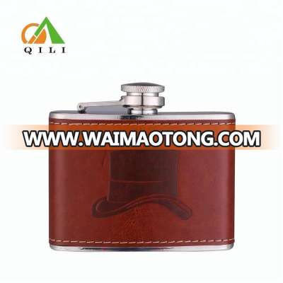 BPA free PU leather American novelty 4oz hip flask for holding liquor