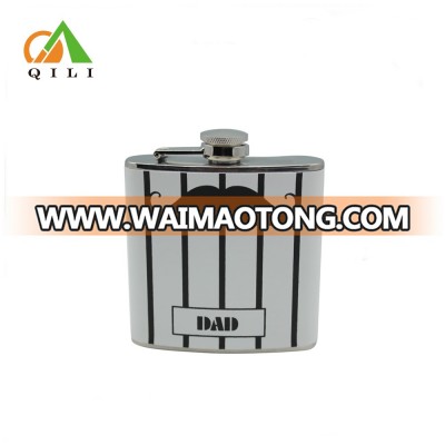 stainless steel heat transfer leather wraped hip flask