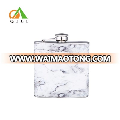 Water transfer printing fashion images metal materia marblingl hip flask 6oz