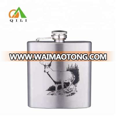 7oz stainless steel alcohol hip flask with silk screen printing logo