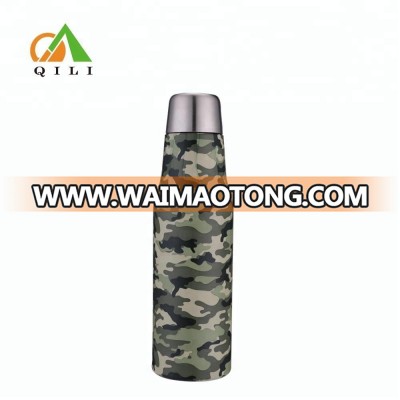 500ml hot double wall stainless steel thermos water flask with army green